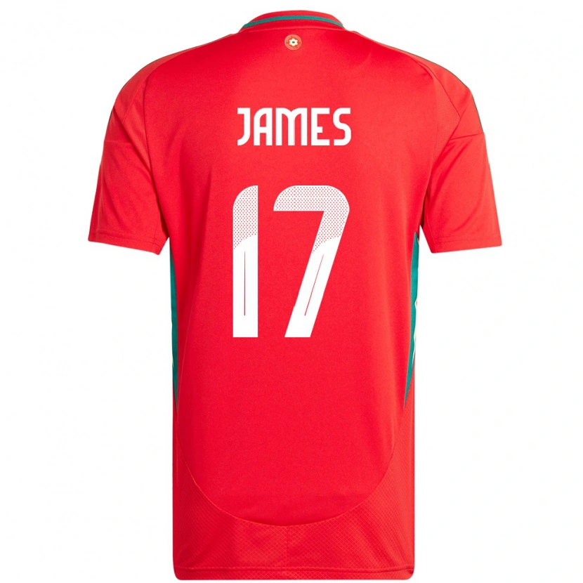 Danxen Män Wales Jordan James #17 Röd Hemmatröja Matchtröjor 24-26 Tröjor T-Tröja