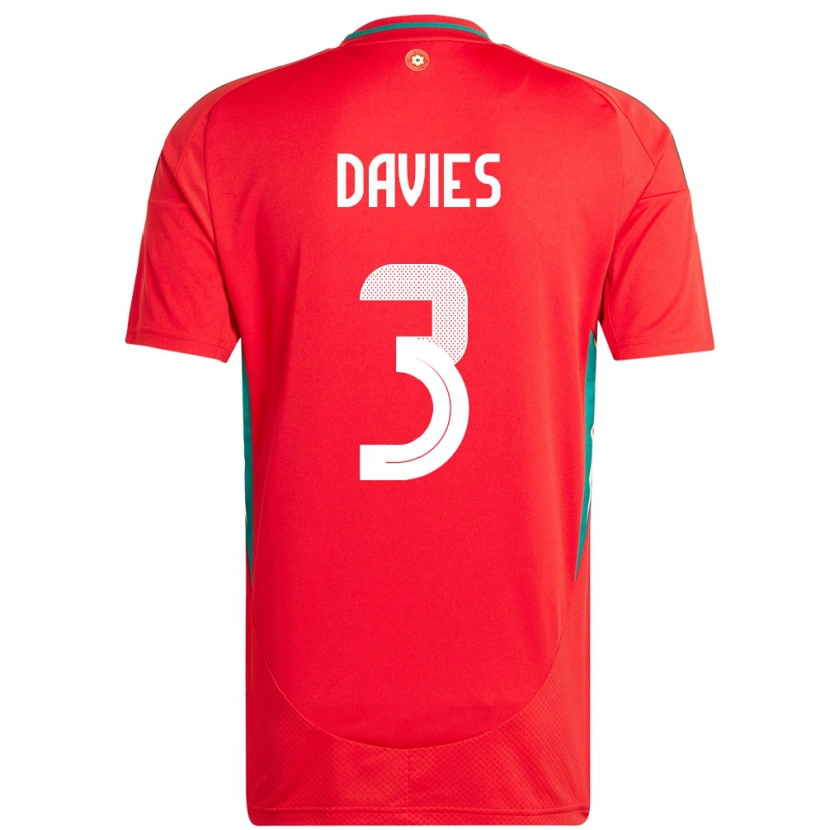 Danxen Män Wales Mael Davies #3 Röd Hemmatröja Matchtröjor 24-26 Tröjor T-Tröja