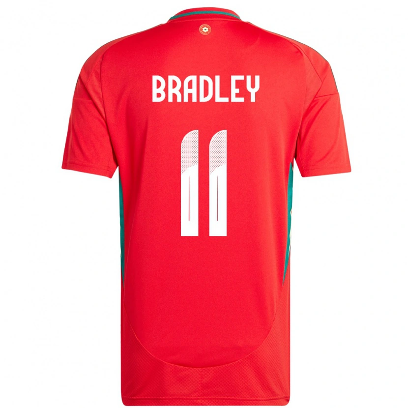 Danxen Män Wales Sion Bradley #11 Röd Hemmatröja Matchtröjor 24-26 Tröjor T-Tröja
