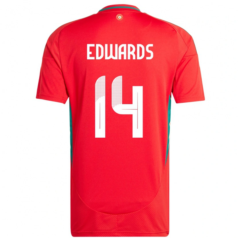Danxen Män Wales Noah Edwards #14 Röd Hemmatröja Matchtröjor 24-26 Tröjor T-Tröja