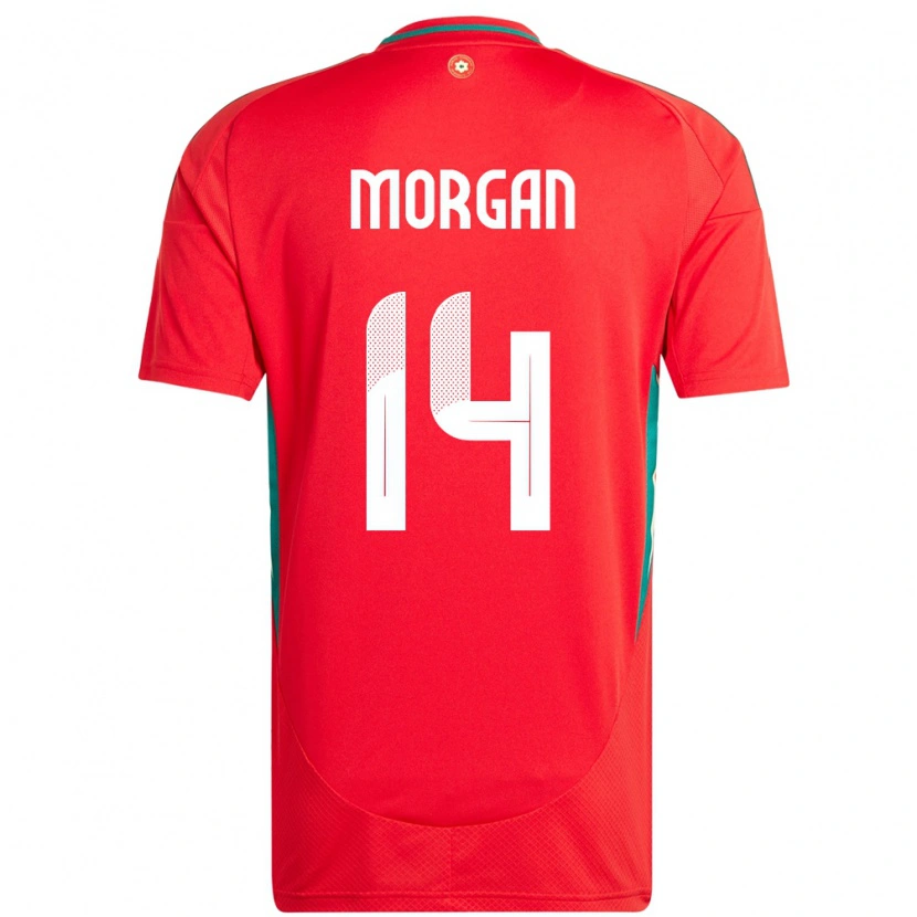 Danxen Män Wales George Morgan #14 Röd Hemmatröja Matchtröjor 24-26 Tröjor T-Tröja