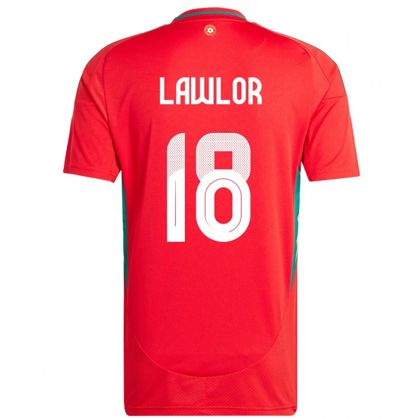 Danxen Män Wales Dylan Lawlor #18 Röd Hemmatröja Matchtröjor 24-26 Tröjor T-Tröja