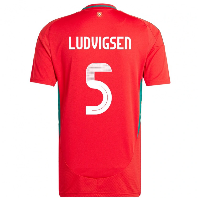 Danxen Män Wales Kai Ludvigsen #5 Röd Hemmatröja Matchtröjor 24-26 Tröjor T-Tröja