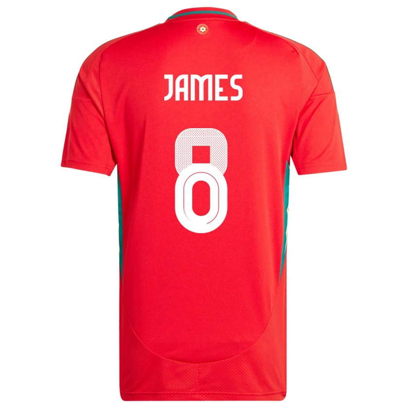 Danxen Män Wales Angharad James #8 Röd Hemmatröja Matchtröjor 24-26 Tröjor T-Tröja