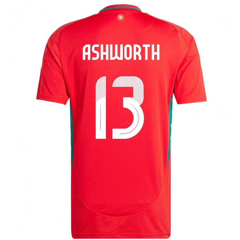Danxen Män Wales Fin Ashworth #13 Röd Hemmatröja Matchtröjor 24-26 Tröjor T-Tröja