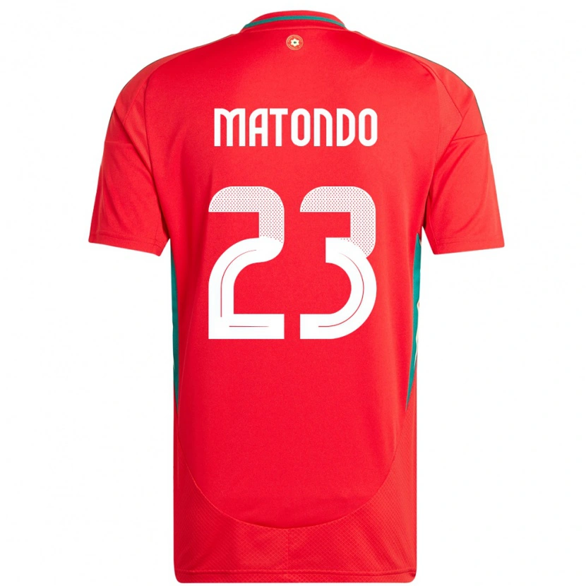 Danxen Män Wales Rabbi Matondo #23 Röd Hemmatröja Matchtröjor 24-26 Tröjor T-Tröja