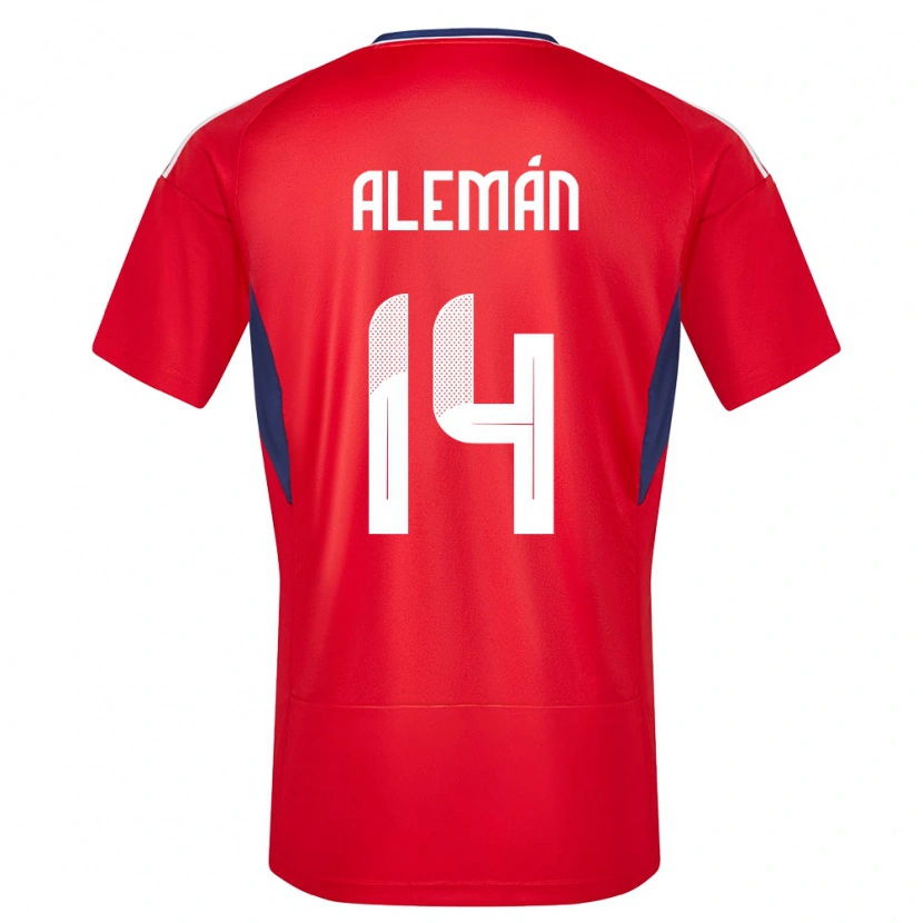 Danxen Män Costa Rica Jeremy Alemán #14 Röd Hemmatröja Matchtröjor 24-26 Tröjor T-Tröja