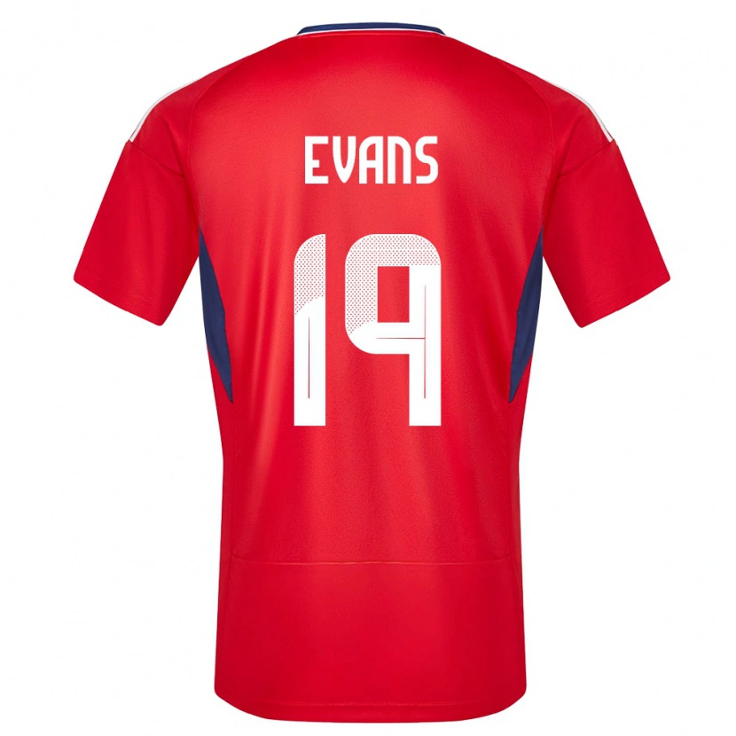 Danxen Män Costa Rica Jordy Evans #19 Röd Hemmatröja Matchtröjor 24-26 Tröjor T-Tröja