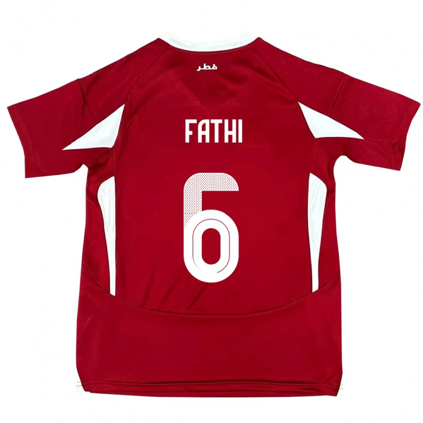 Danxen Män Qatar Ahmed Fathi #6 Röd Hemmatröja Matchtröjor 24-26 Tröjor T-Tröja