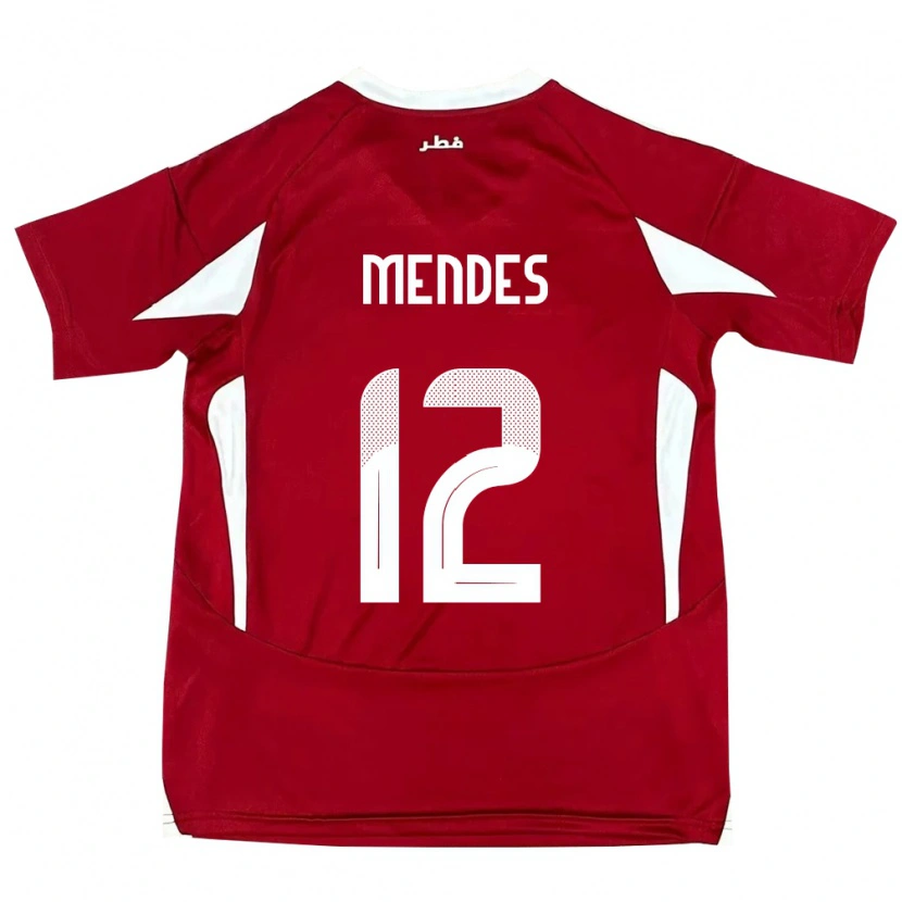 Danxen Män Qatar Lucas Mendes #12 Röd Hemmatröja Matchtröjor 24-26 Tröjor T-Tröja