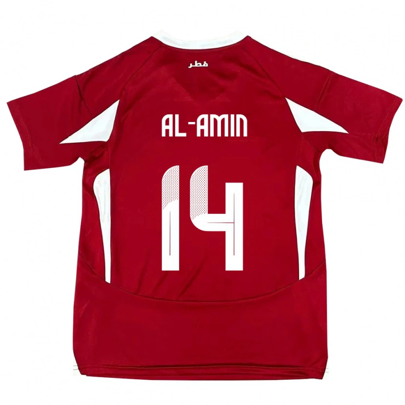 Danxen Män Qatar Homam Al-Amin #14 Röd Hemmatröja Matchtröjor 24-26 Tröjor T-Tröja