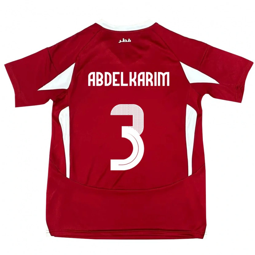 Danxen Män Qatar Abdelkarim Hassan #3 Röd Hemmatröja Matchtröjor 24-26 Tröjor T-Tröja