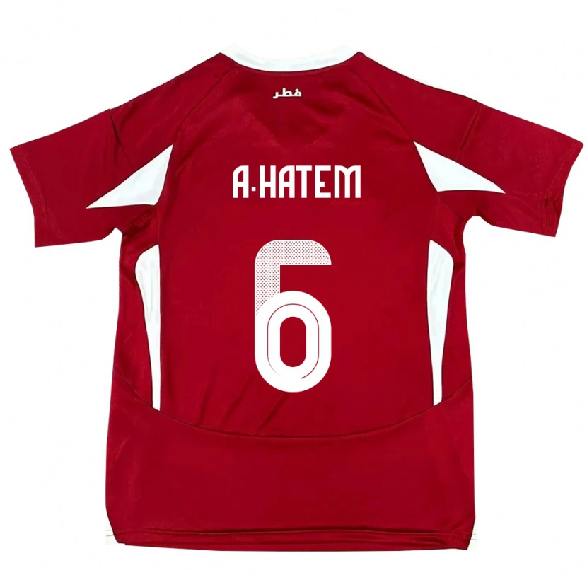 Danxen Män Qatar Abdulaziz Hatem #6 Röd Hemmatröja Matchtröjor 24-26 Tröjor T-Tröja