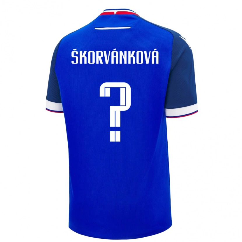 Danxen Män Slovakien Dominika Škorvánková #0 Blå Hemmatröja Matchtröjor 24-26 Tröjor T-Tröja