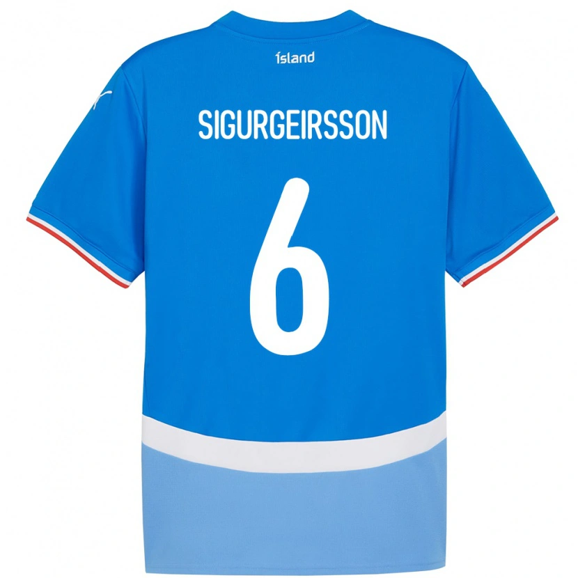 Danxen Män Island Rúnar Thór Sigurgeirsson #6 Blå Hemmatröja Matchtröjor 24-26 Tröjor T-Tröja