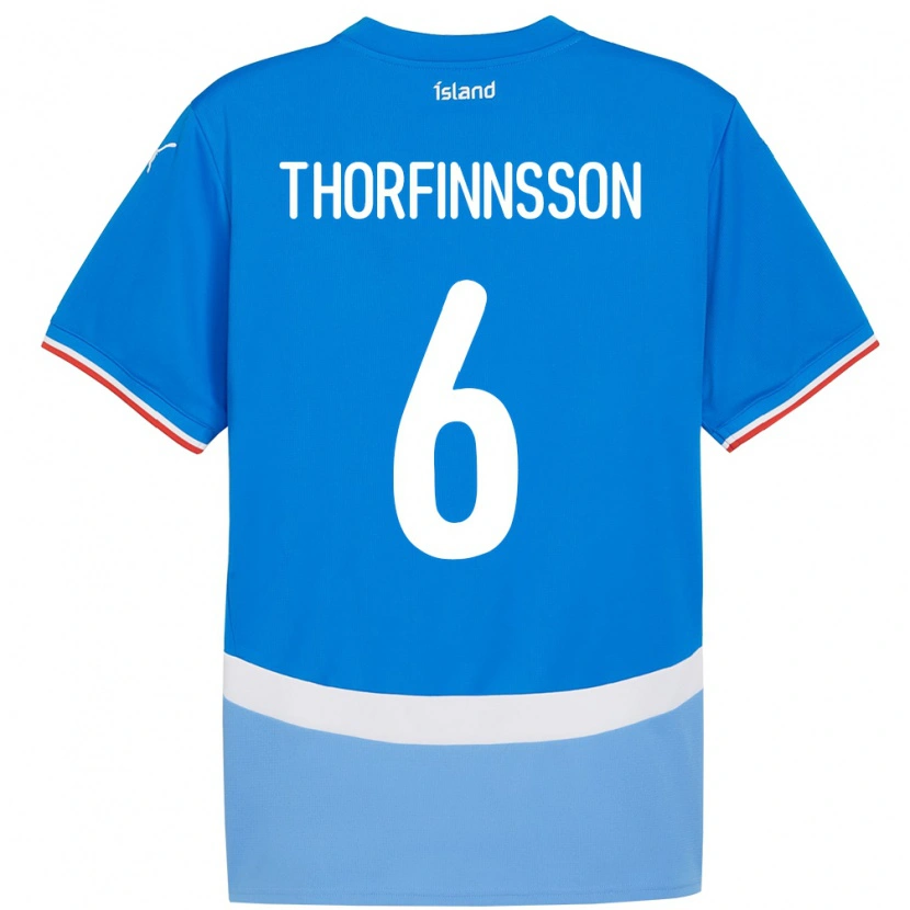 Danxen Män Island Mikael Máni Thorfinnsson #6 Blå Hemmatröja Matchtröjor 24-26 Tröjor T-Tröja