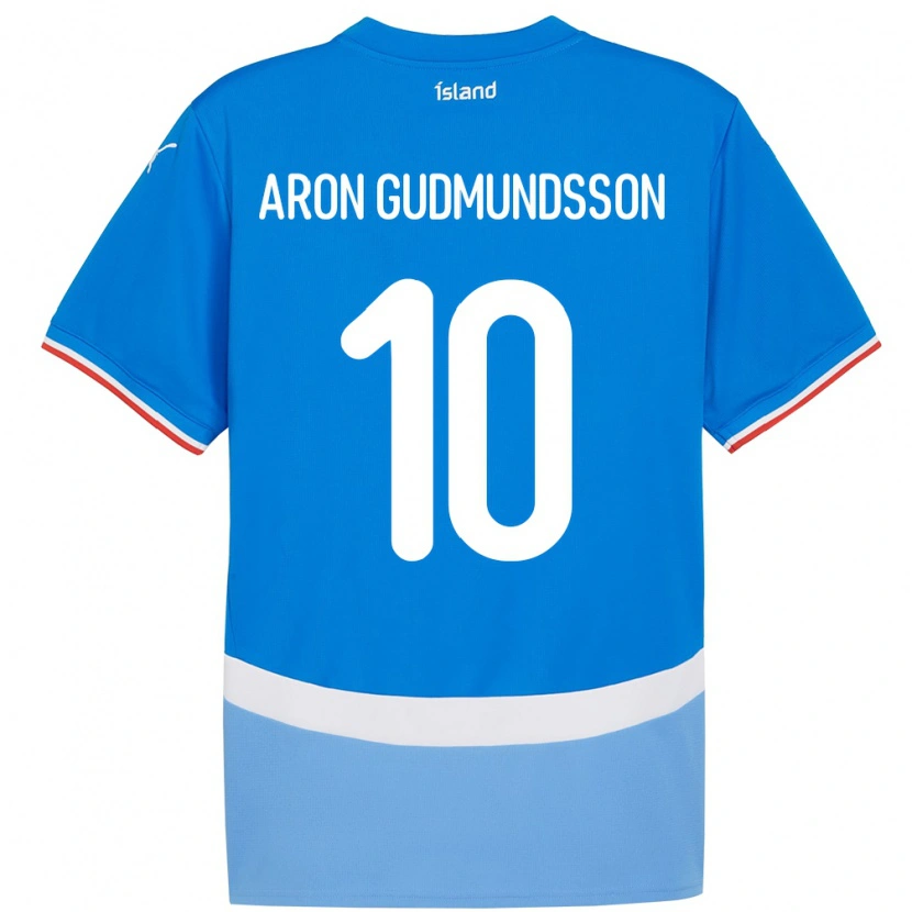 Danxen Män Island Eggert Aron Gudmundsson #10 Blå Hemmatröja Matchtröjor 24-26 Tröjor T-Tröja