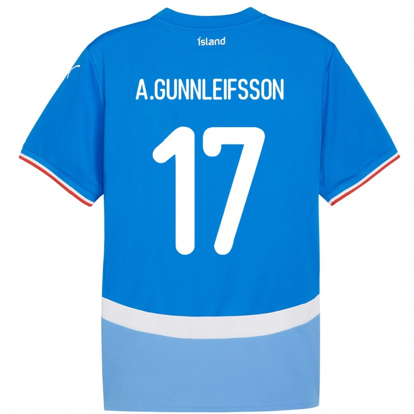 Danxen Män Island Arnar Bjarki Gunnleifsson #17 Blå Hemmatröja Matchtröjor 24-26 Tröjor T-Tröja