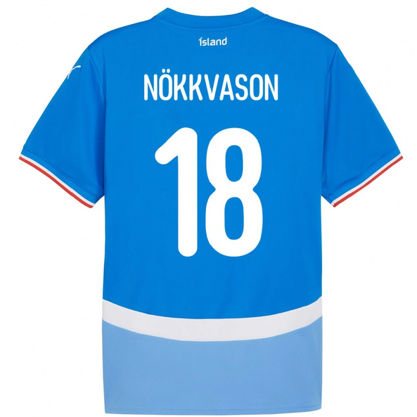 Danxen Män Island Gudmundur Baldvin Nökkvason #18 Blå Hemmatröja Matchtröjor 24-26 Tröjor T-Tröja