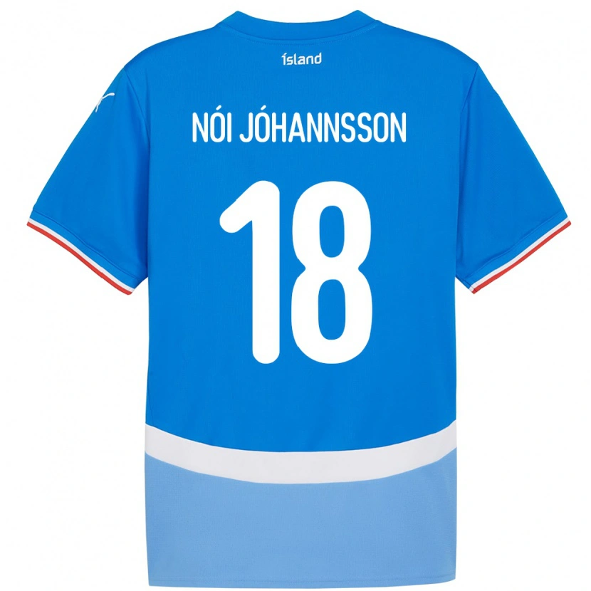 Danxen Män Island Sigurdur Nói Jóhannsson #18 Blå Hemmatröja Matchtröjor 24-26 Tröjor T-Tröja