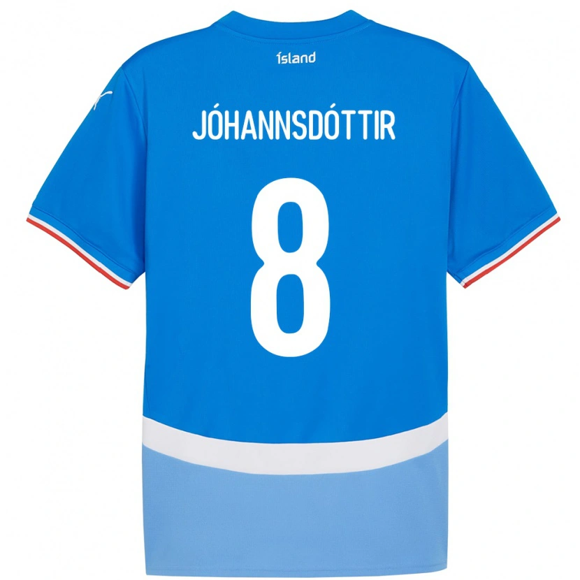 Danxen Män Island Alexandra Jóhannsdóttir #8 Blå Hemmatröja Matchtröjor 24-26 Tröjor T-Tröja