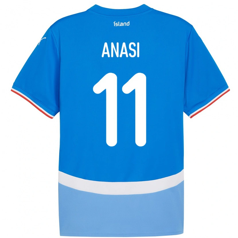 Danxen Män Island Natasha Anasi #11 Blå Hemmatröja Matchtröjor 24-26 Tröjor T-Tröja