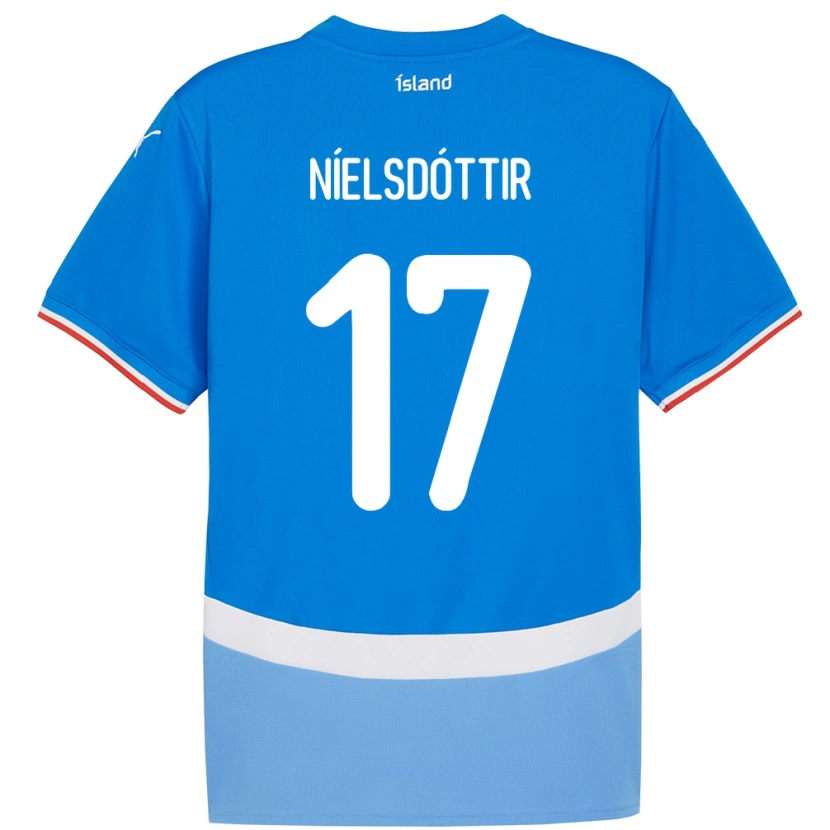 Danxen Män Island Bryndís Arna Níelsdóttir #17 Blå Hemmatröja Matchtröjor 24-26 Tröjor T-Tröja