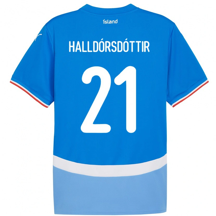 Danxen Män Island Hafrún Rakel Halldórsdóttir #21 Blå Hemmatröja Matchtröjor 24-26 Tröjor T-Tröja