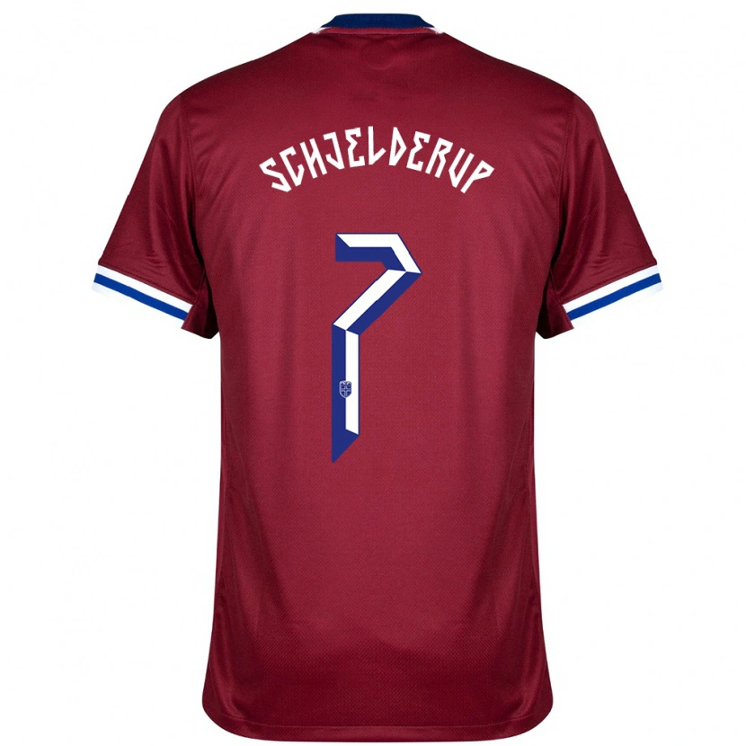 Danxen Män Norge Andreas Schjelderup #7 Röd Blå Vit Hemmatröja Matchtröjor 24-26 Tröjor T-Tröja