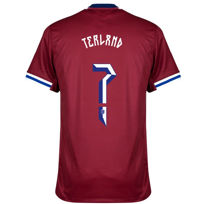 Danxen Män Norge Elisabeth Terland #0 Röd Blå Vit Hemmatröja Matchtröjor 24-26 Tröjor T-Tröja