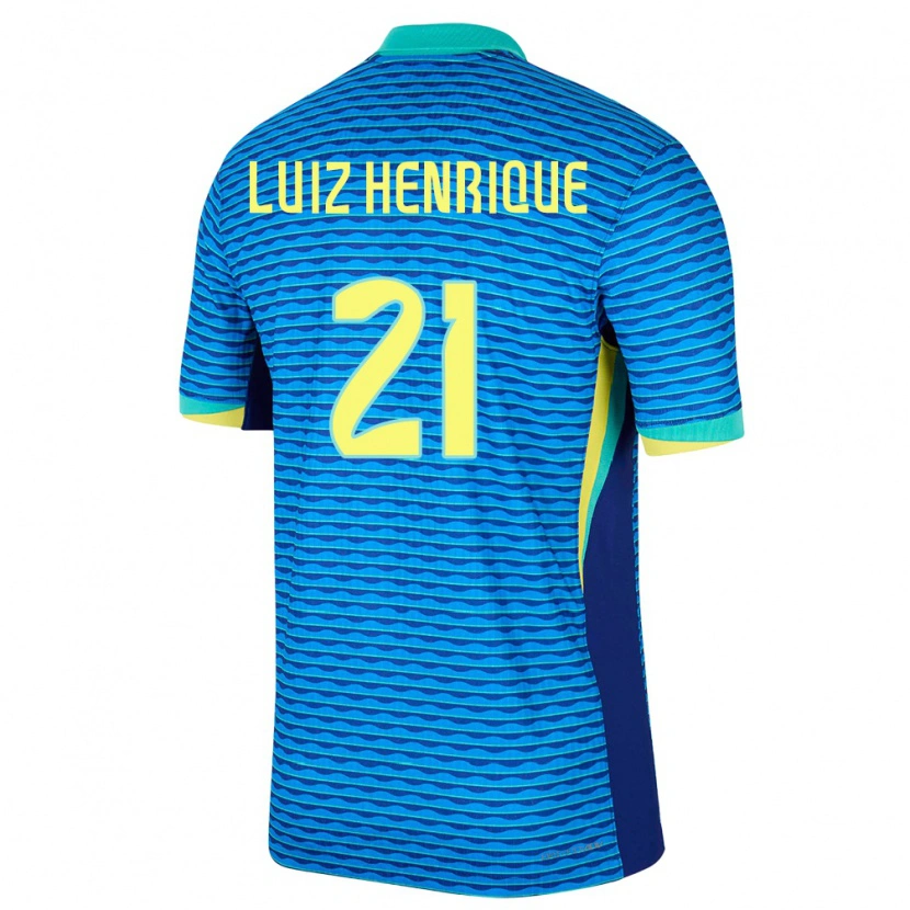 Danxen Män Brasilien Luiz Henrique #21 Blå Bortatröja Matchtröjor 24-26 Tröjor T-Tröja