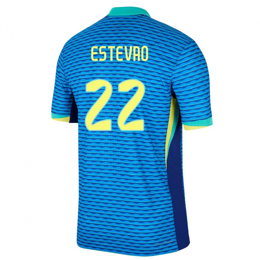 Danxen Män Brasilien Estêvão #22 Blå Bortatröja Matchtröjor 24-26 Tröjor T-Tröja