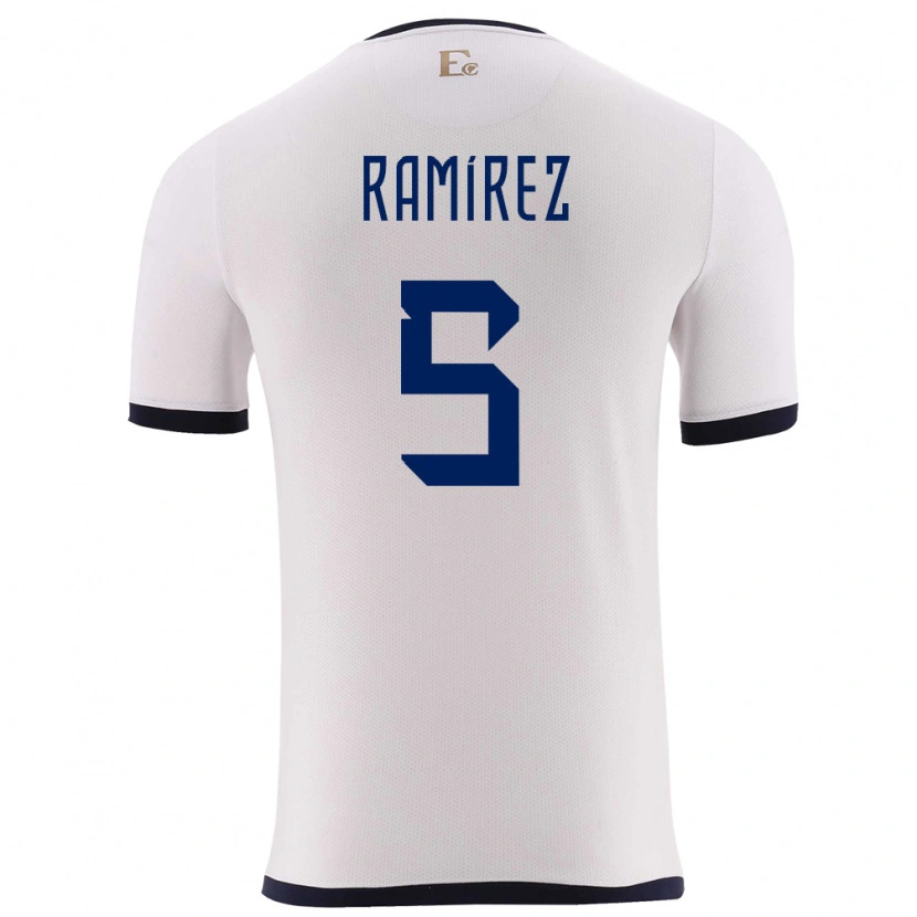 Danxen Män Ecuador Cristian Ramírez #5 Vit Bortatröja Matchtröjor 24-26 Tröjor T-Tröja