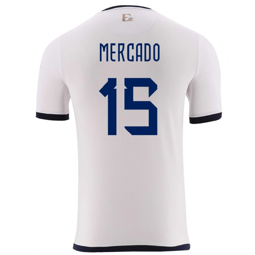 Danxen Män Ecuador John Mercado #15 Vit Bortatröja Matchtröjor 24-26 Tröjor T-Tröja