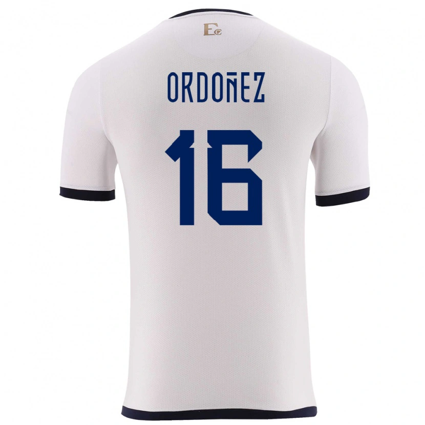 Danxen Män Ecuador Joel Ordóñez #16 Vit Bortatröja Matchtröjor 24-26 Tröjor T-Tröja