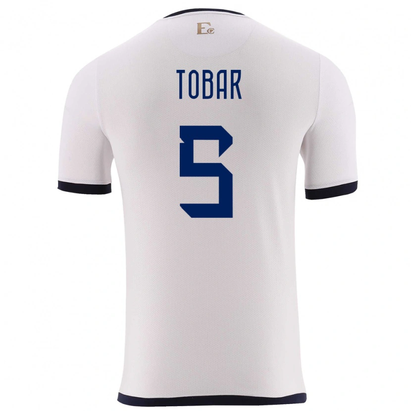 Danxen Män Ecuador Bolívar Tobar #5 Vit Bortatröja Matchtröjor 24-26 Tröjor T-Tröja