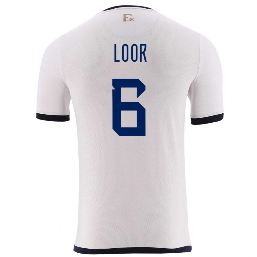 Danxen Män Ecuador Layan Loor #6 Vit Bortatröja Matchtröjor 24-26 Tröjor T-Tröja