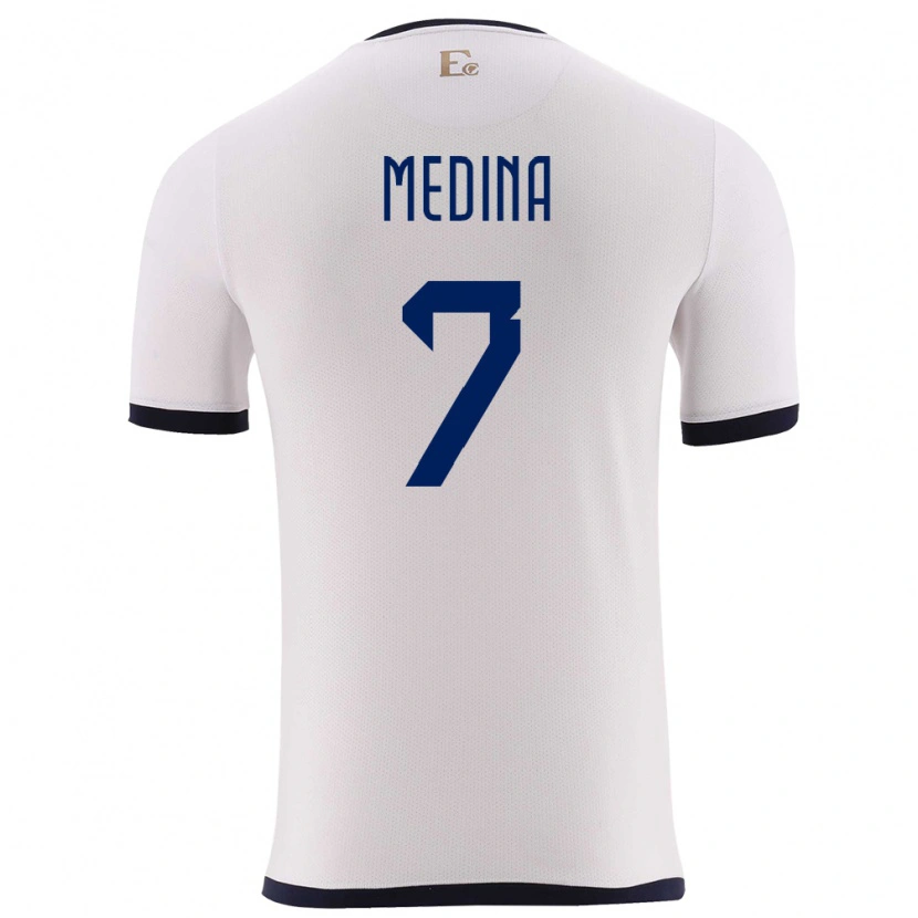 Danxen Män Ecuador Yaimar Medina #7 Vit Bortatröja Matchtröjor 24-26 Tröjor T-Tröja