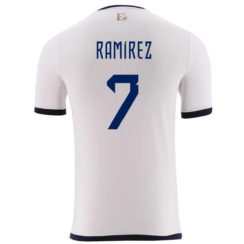 Danxen Män Ecuador Jalmar Ramírez #7 Vit Bortatröja Matchtröjor 24-26 Tröjor T-Tröja