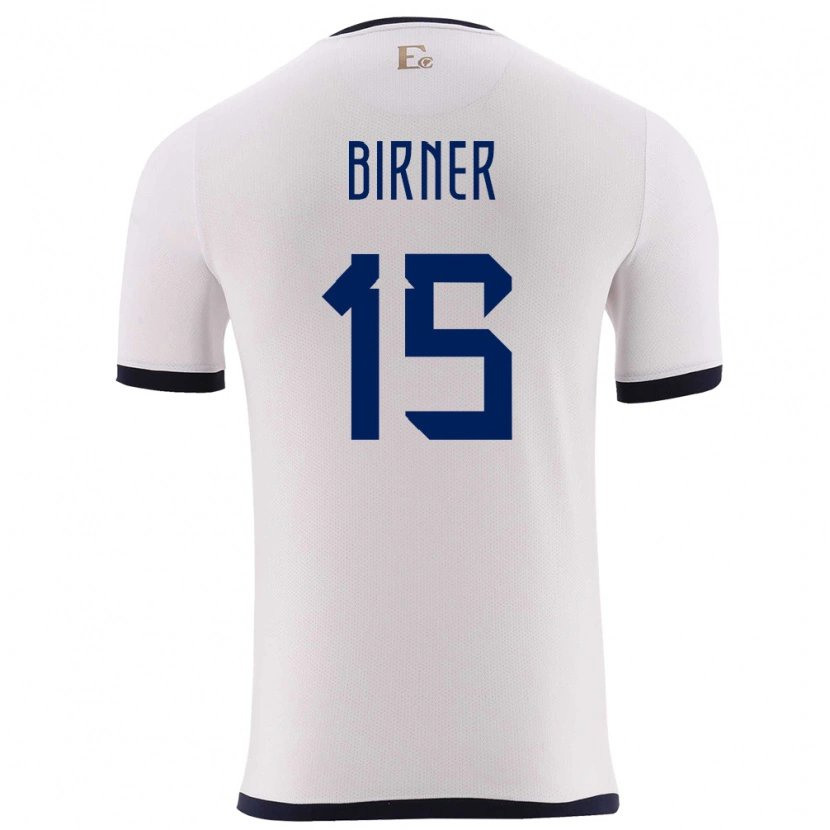 Danxen Män Ecuador Benny Birner #15 Vit Bortatröja Matchtröjor 24-26 Tröjor T-Tröja