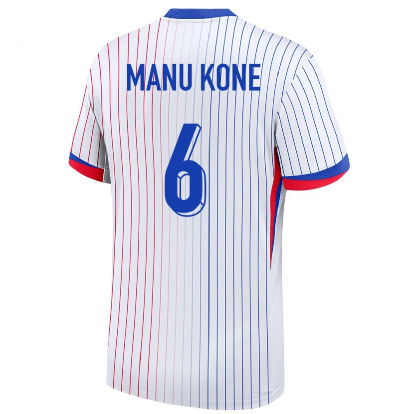 Danxen Män Frankrike Manu Koné #6 Vit Bortatröja Matchtröjor 24-26 Tröjor T-Tröja