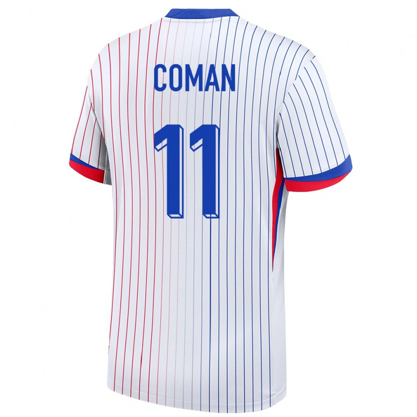Danxen Män Frankrike Kingsley Coman #11 Vit Bortatröja Matchtröjor 24-26 Tröjor T-Tröja