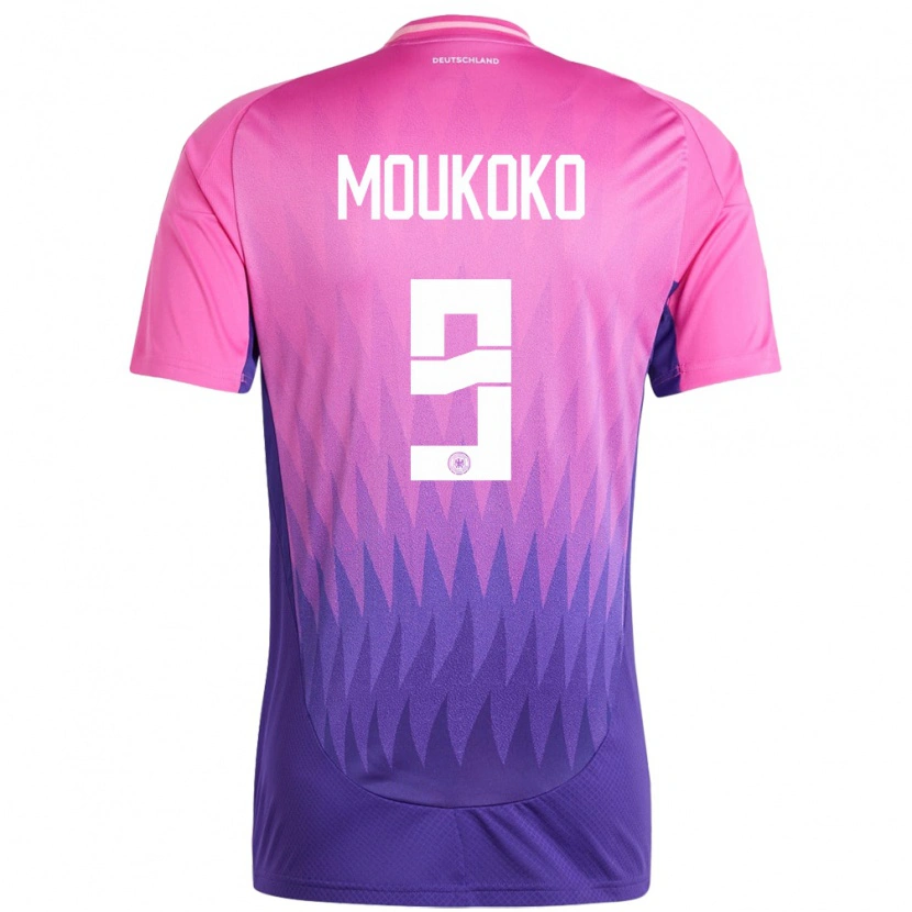 Danxen Män Tyskland Youssoufa Moukoko #9 Rosa Lila Bortatröja Matchtröjor 24-26 Tröjor T-Tröja