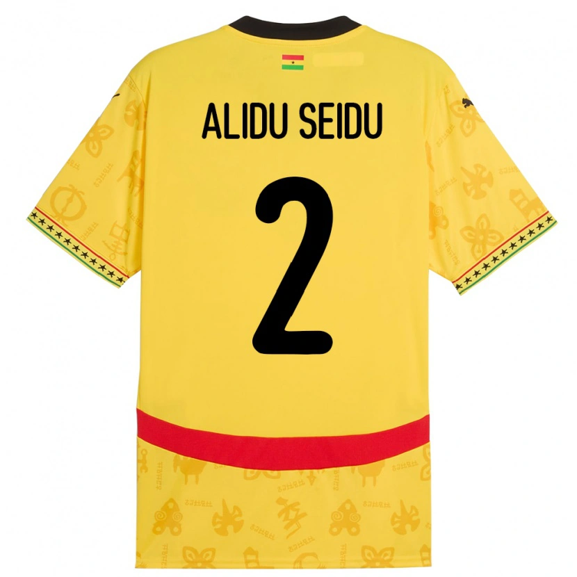 Danxen Män Ghana Alidu Seidu #2 Gul Bortatröja Matchtröjor 24-26 Tröjor T-Tröja