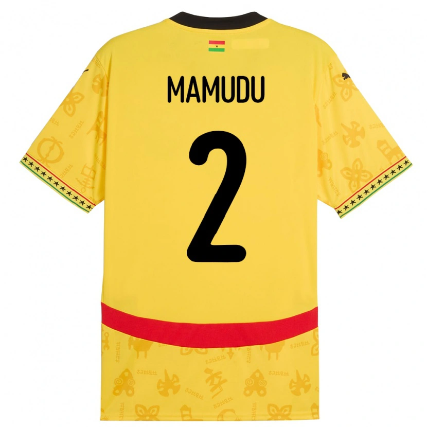 Danxen Män Ghana Kamaradini Mamudu #2 Gul Bortatröja Matchtröjor 24-26 Tröjor T-Tröja