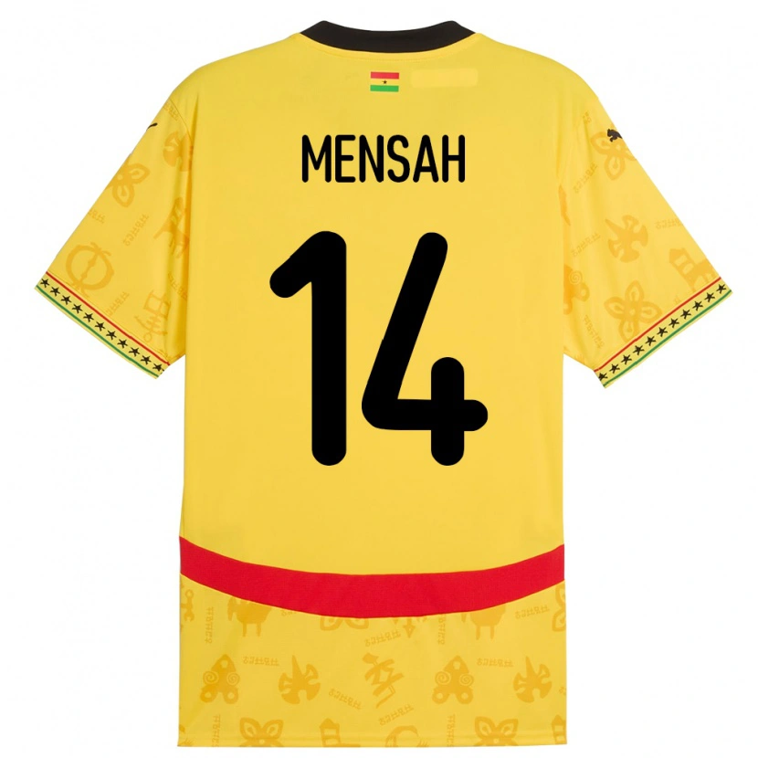 Danxen Män Ghana Gideon Mensah #14 Gul Bortatröja Matchtröjor 24-26 Tröjor T-Tröja
