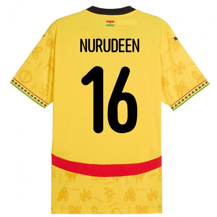 Danxen Män Ghana Abdul Nurudeen #16 Gul Bortatröja Matchtröjor 24-26 Tröjor T-Tröja