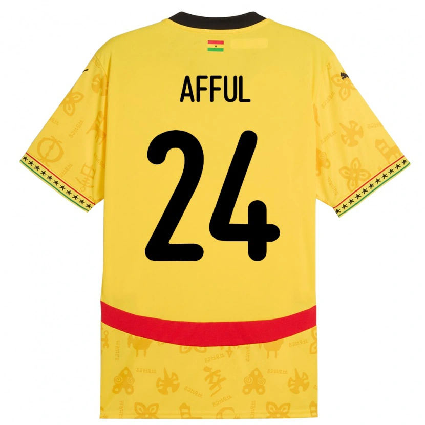 Danxen Män Ghana Isaac Afful #24 Gul Bortatröja Matchtröjor 24-26 Tröjor T-Tröja