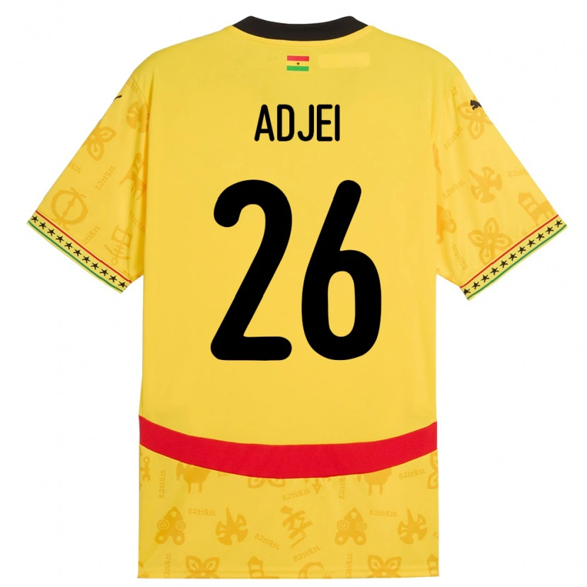 Danxen Män Ghana Nathaniel Adjei #26 Gul Bortatröja Matchtröjor 24-26 Tröjor T-Tröja