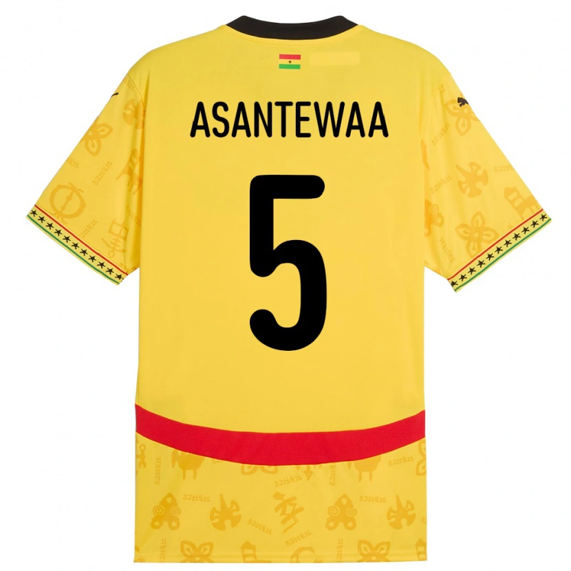 Danxen Män Ghana Grace Asantewaa #5 Gul Bortatröja Matchtröjor 24-26 Tröjor T-Tröja